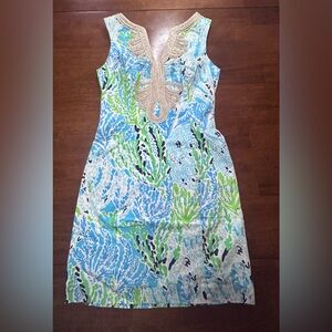 Lilly Pulitzer Janice Shift Spa Blue Lets Cha Cha Dress